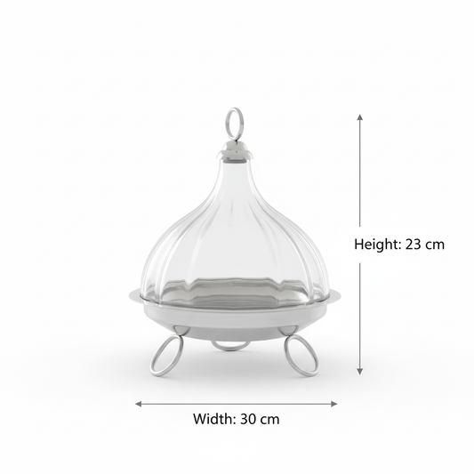Mawaeen Raised Dessert Tajin with Wavy Glass Dome (L)