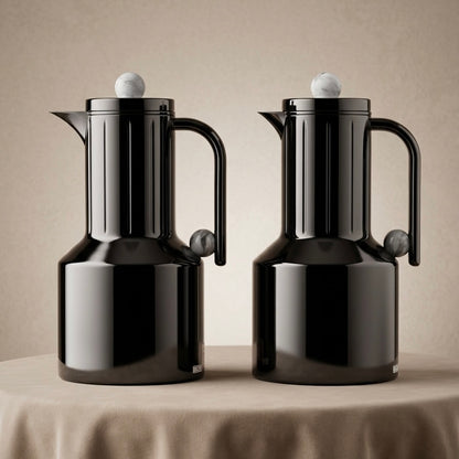 Regal Modern 2-Piece Glossy Black Flask Set (1L + 1L) - Mawaeen