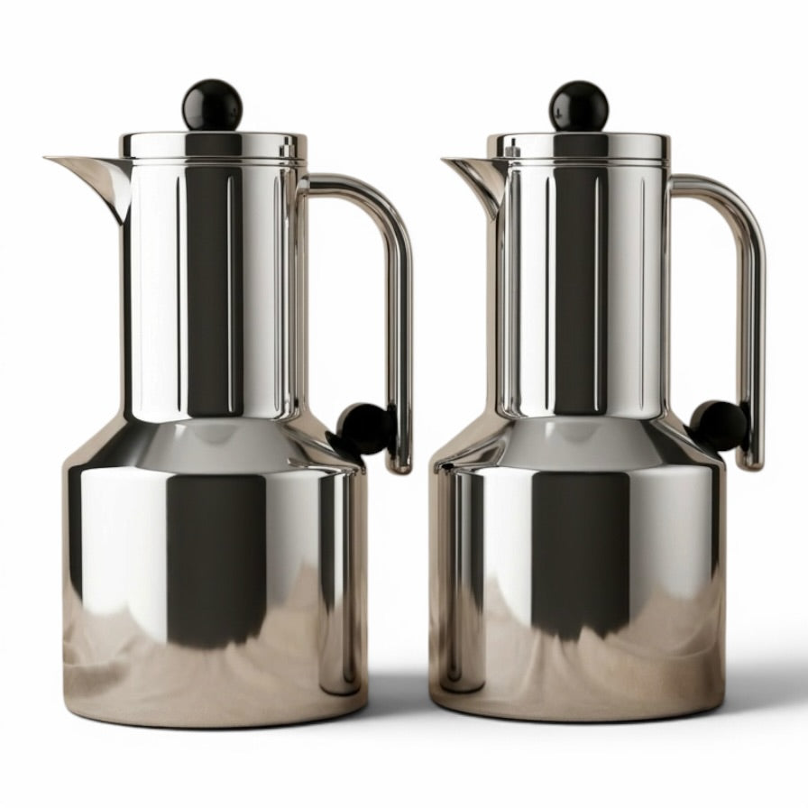 Regal Modern 2-Piece Mirror Silver Flask Set (1L + 1L) - Mawaeen