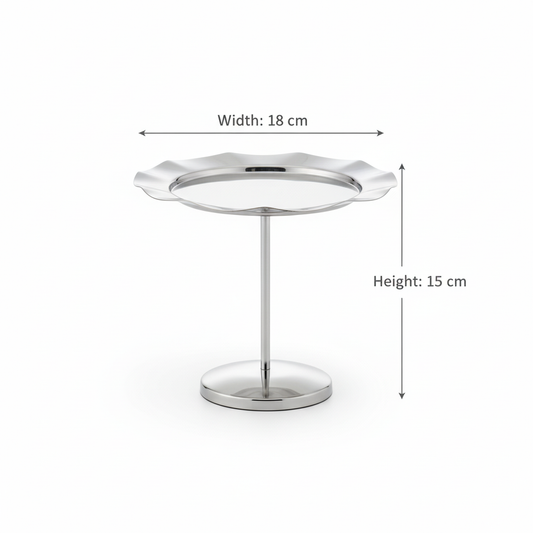 Pedestal Sweet Plate / Single-Tier Cake Stand – Wavy Silver Design (S)