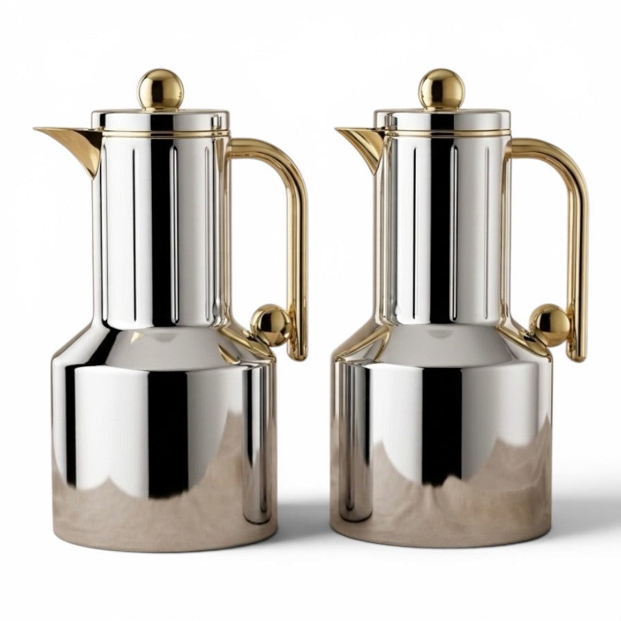 Regal Modern 2-Piece Silver & Gold Flask Set (1L + 1L) - Mawaeen