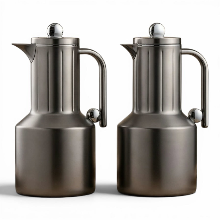 Regal Modern 2-Piece Matt Gray Flask Set (1L + 1L) - Mawaeen