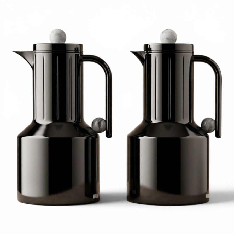 Regal Modern 2-Piece Glossy Black Flask Set (1L + 1L) - Mawaeen