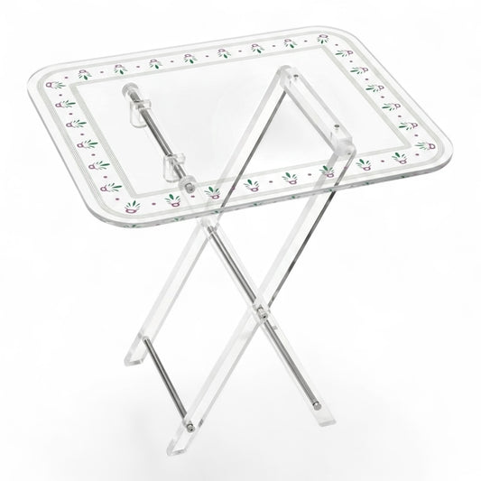 Nakhla Clear Acrylic Folding Side Table Set with Stand – 4 Pieces