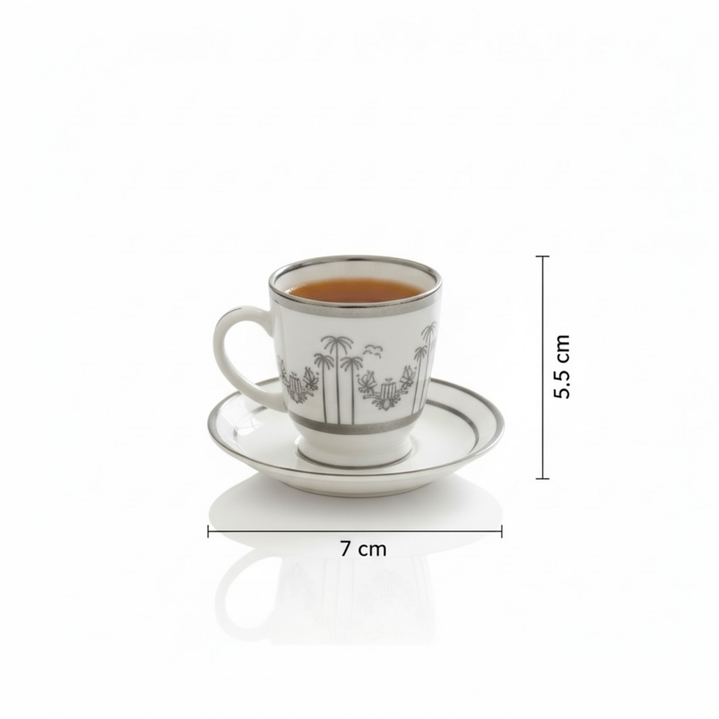 Cawa Tea Cups Set S/Line – 6 Cups with Saucers (130cc) - Mawaeen