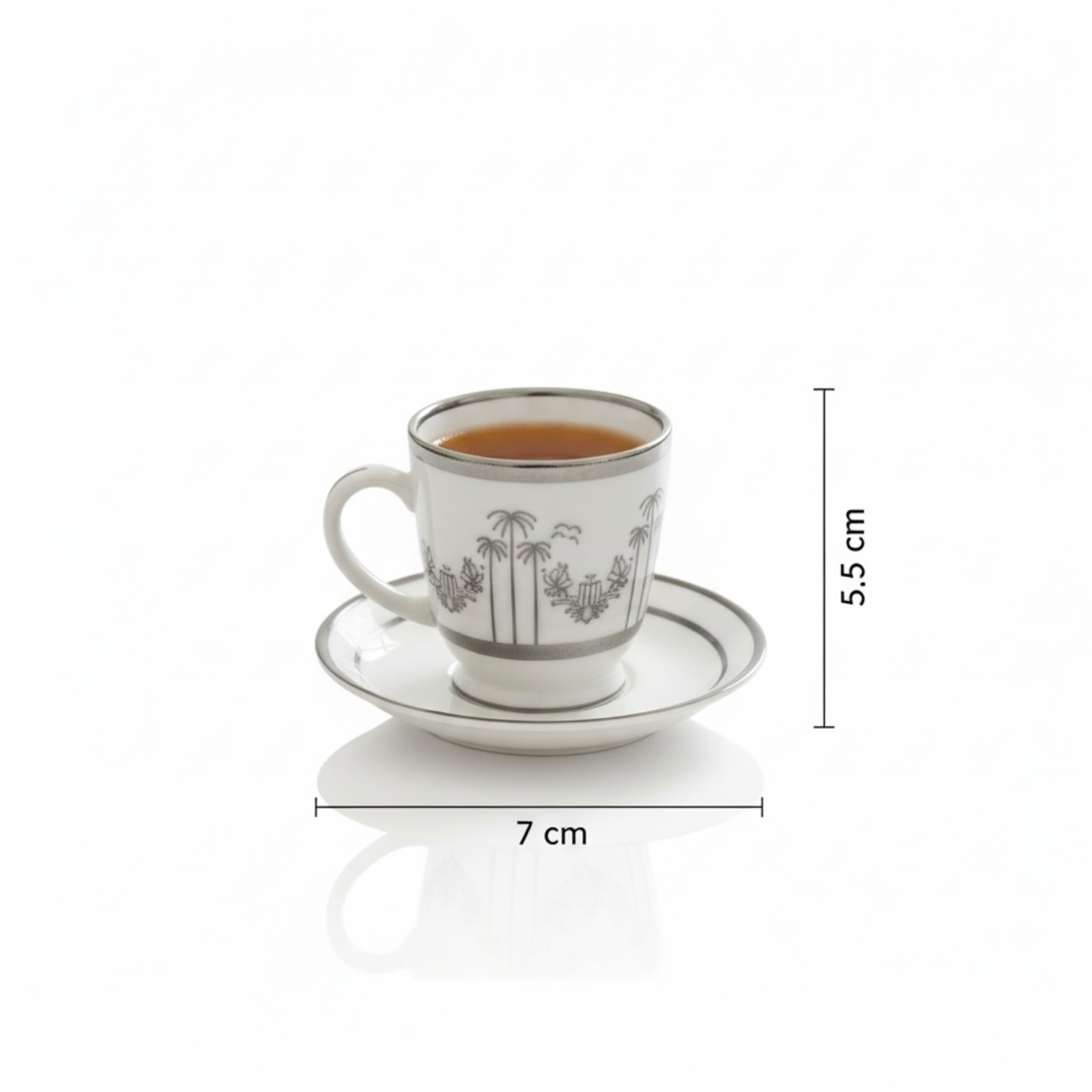 Cawa Tea Cups Set S/Line – 6 Cups with Saucers (130cc) - Mawaeen