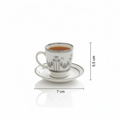 Cawa Tea Cups Set S/Line – 6 Cups with Saucers (130cc) - Mawaeen