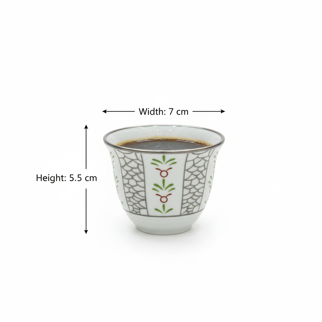 Cawa Arabic Coffee Cups Set S/Line – 12 Pieces (120cc) - Mawaeen