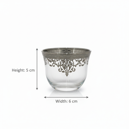 Cawa Arabic Coffee Cups Set Silver – 6 Pieces (80cc, Turkish Made) - Mawaeen