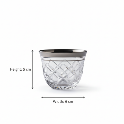 Cawa Arabic Coffee Cups Set Silver – 6 Pieces (80cc, Turkish Made) - Mawaeen
