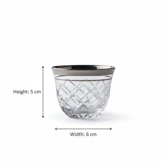 Cawa Arabic Coffee Cups Set Silver – 6 Pieces (80cc, Turkish Made) - Mawaeen