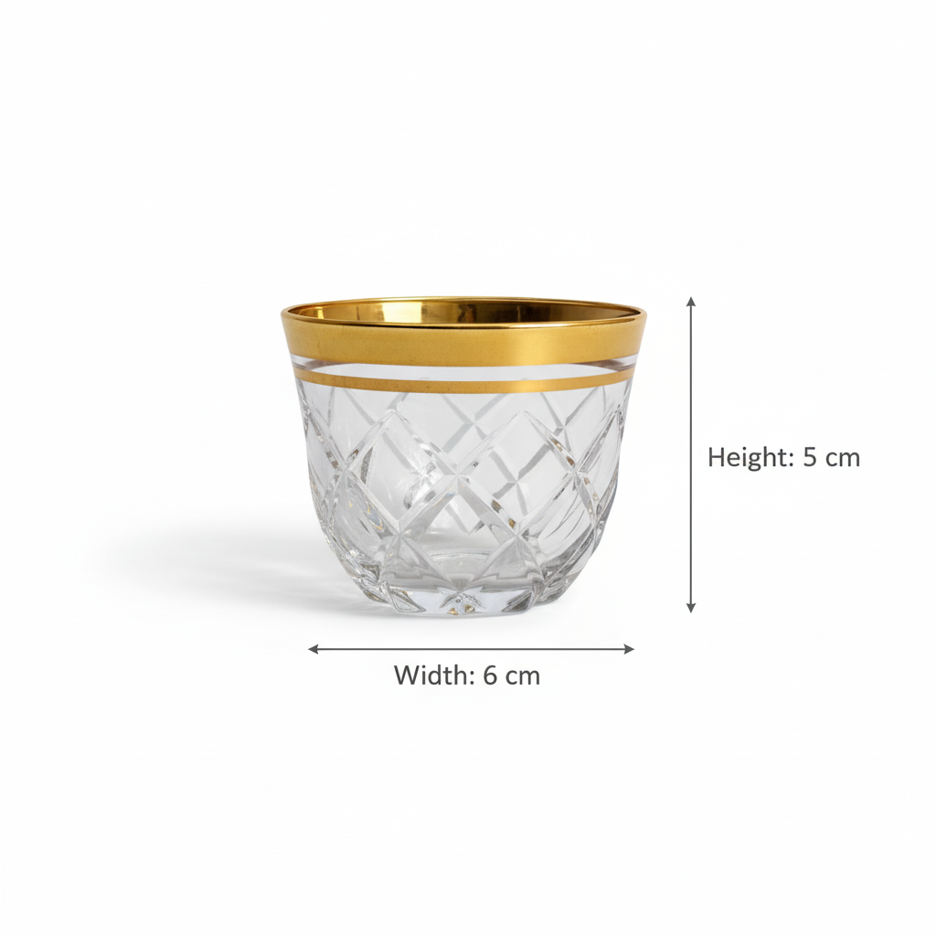 Cawa Arabic Coffee Cups Set Gold – 6 Pieces (80cc, Turkish Made) - Mawaeen