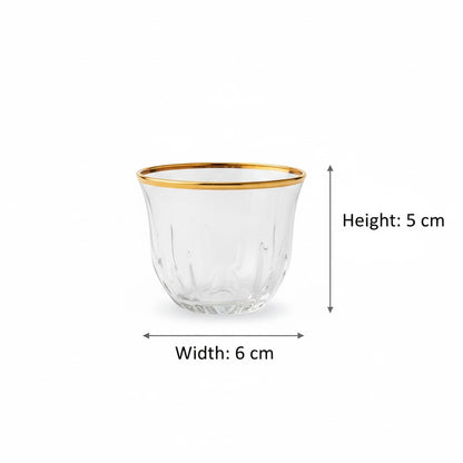 Cawa Arabic Coffee Cups Set Gold – 6 Pieces (80cc, Turkish Made) - Mawaeen