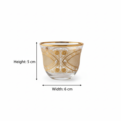 Cawa Arabic Coffee Cups Set Gold – 6 Pieces (80cc, Turkish Made) - Mawaeen