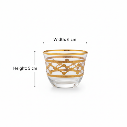 Cawa Arabic Coffee Cups Set Gold – 6 Pieces (80cc, Turkish Made) - Mawaeen