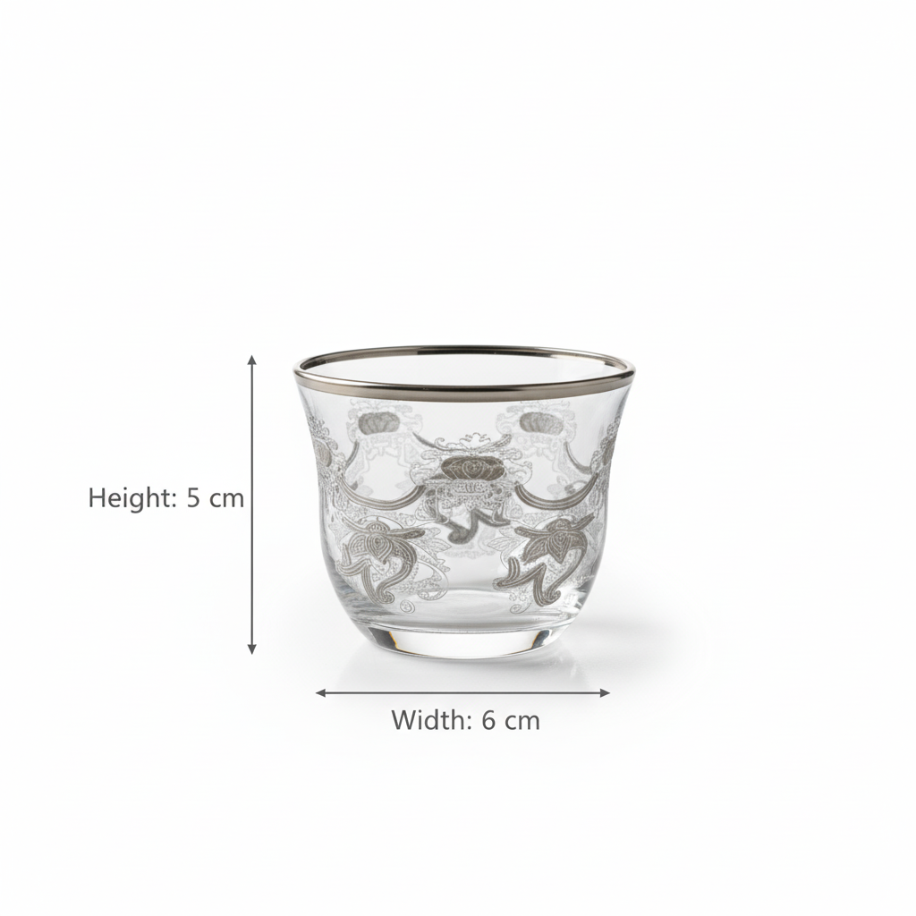 Cawa Arabic Coffee Cups Set Silver – 6 Pieces (80cc, Turkish Made) - Mawaeen