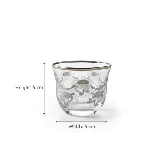 Cawa Arabic Coffee Cups Set Silver – 6 Pieces (80cc, Turkish Made)