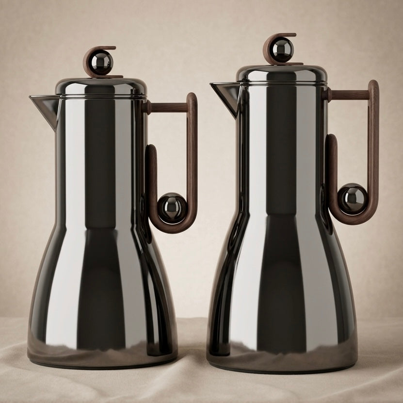Al Marjan Flask Set Chrome/Wood - 1L + 1L