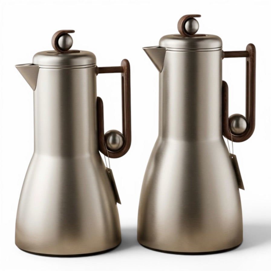 Al Marjan Flask Set M/Silver Wood - 1L + 1L