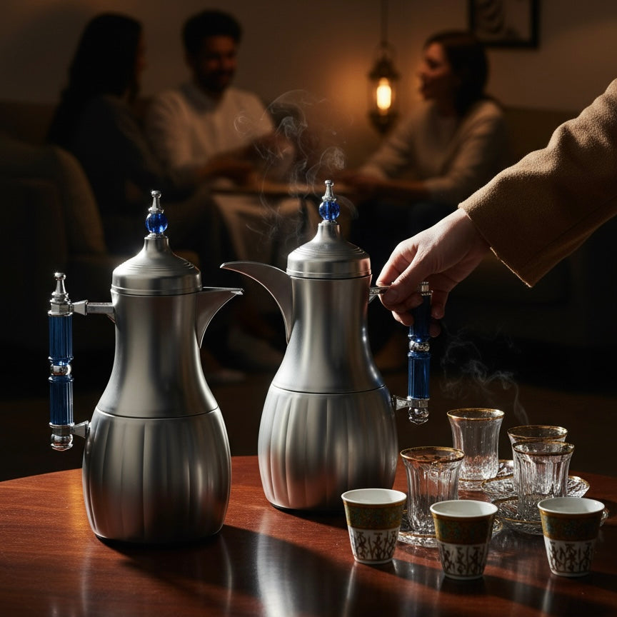 Premium Modern Dallah Set – Elegant Contemporary Design (1L + 1L) - Mawaeen