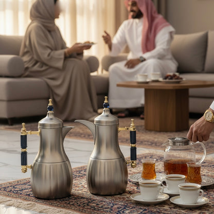 Premium Modern Dallah Set – Elegant Contemporary Design (1L + 1L) - Mawaeen