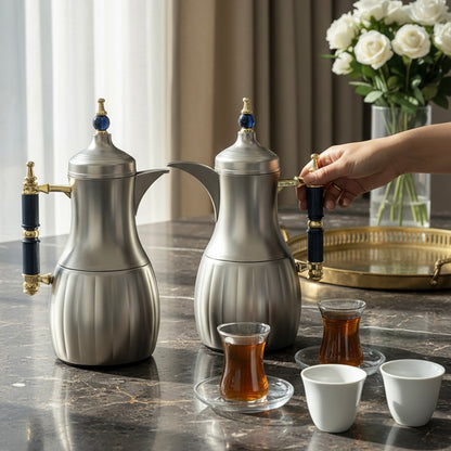 Premium Modern Dallah Set – Elegant Contemporary Design (1L + 1L) - Mawaeen