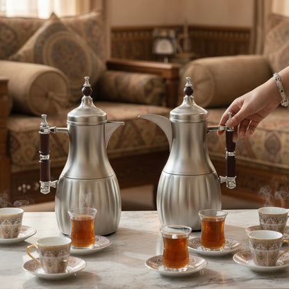 Premium Modern Dallah Set – Elegant Contemporary Design (1L + 1L) - Mawaeen