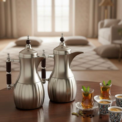 Premium Modern Dallah Set – Elegant Contemporary Design (1L + 1L) - Mawaeen
