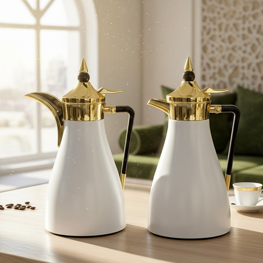 Regal Elegant Arabic Dallah Set – Modern Tapered Silhouette (1L + 1L) - Mawaeen