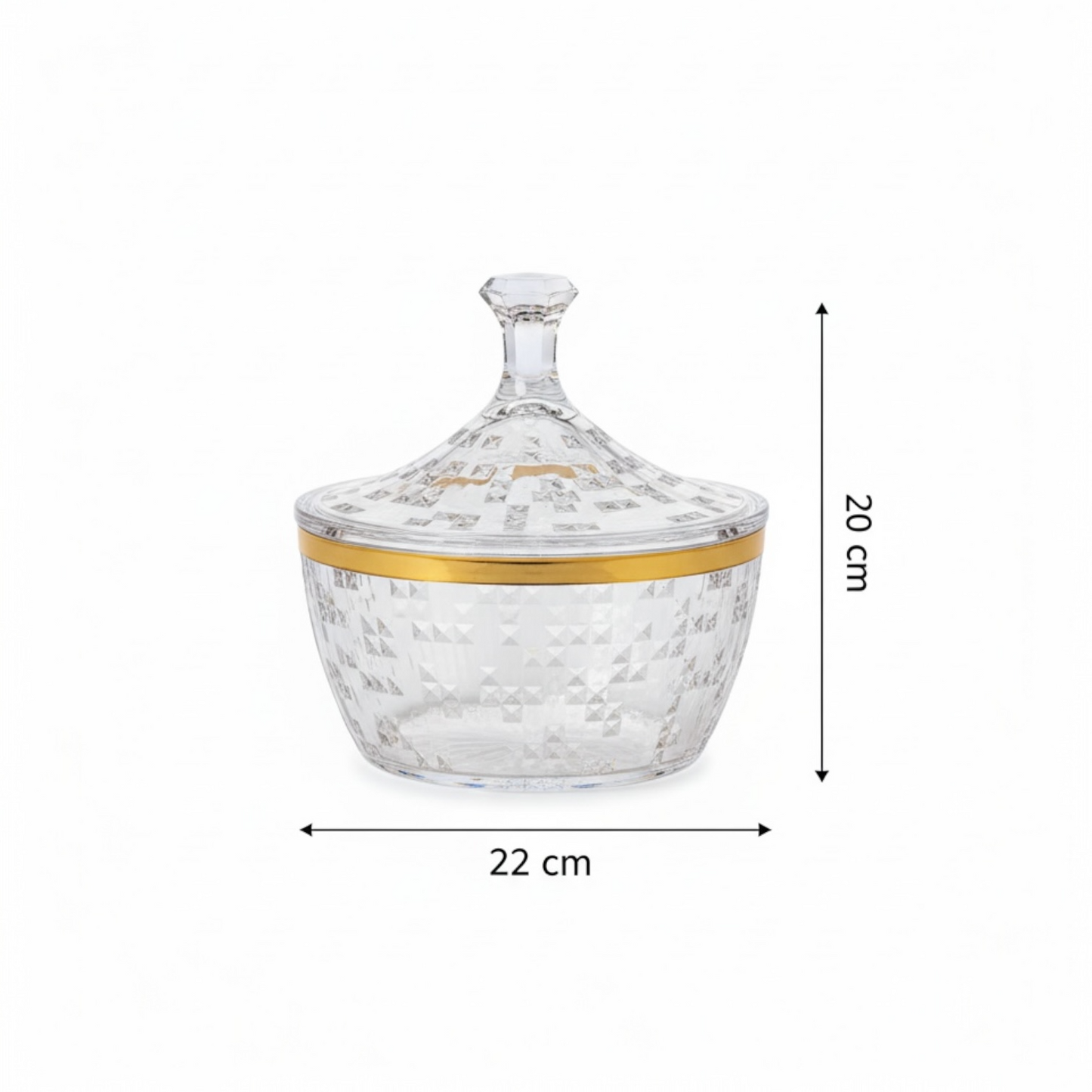 Premium Acrylic Date Bowl with Lid G/Line – Elegant Serving Piece (L)