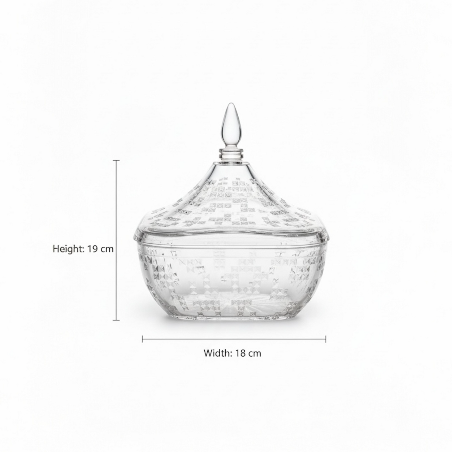 Square Acrylic Date Bowl with Lid – Modern Diamond-Cut Design (M) - Mawaeen