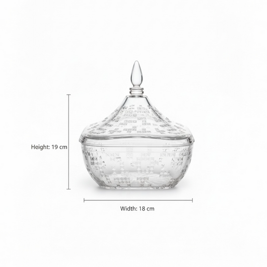 Square Acrylic Date Bowl with Lid – Modern Diamond-Cut Design (M) - Mawaeen