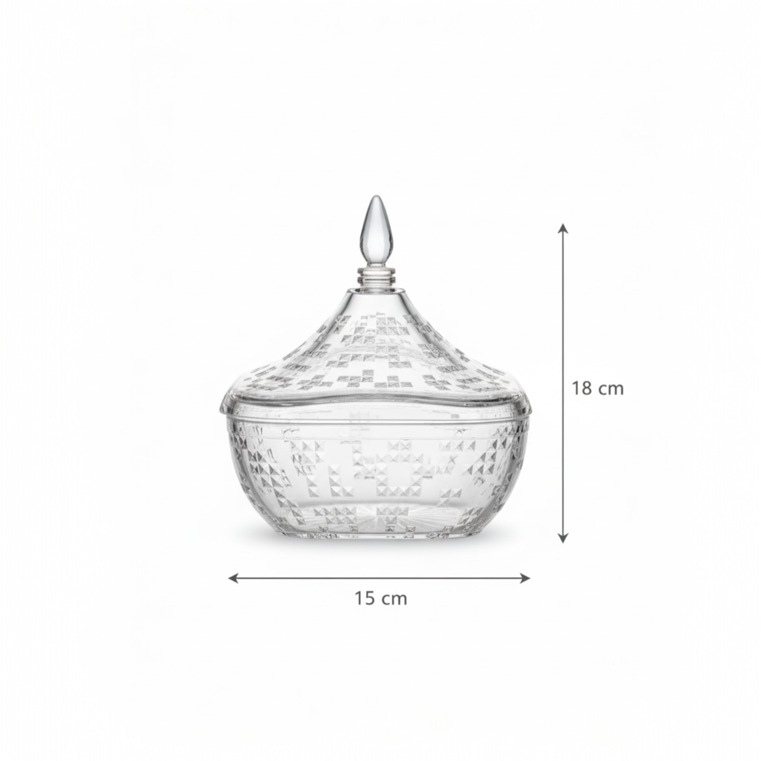 Square Acrylic Date Bowl with Lid – Modern Diamond-Cut Design (S) - Mawaeen