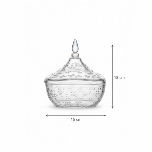 Square Acrylic Date Bowl with Lid – Modern Diamond-Cut Design (S) - Mawaeen