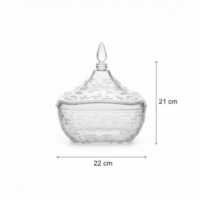 Square Acrylic Date Bowl with Lid – Modern Diamond-Cut Design (L) - Mawaeen