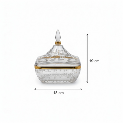Square Acrylic Date Bowl with Lid G/Line – Modern Diamond-Cut Design (M) - Mawaeen