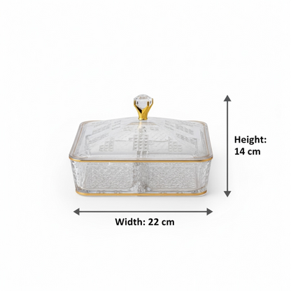 Elegant Acrylic Candy Box D/4 with Lid – Square Design G/Line (S) - Mawaeen