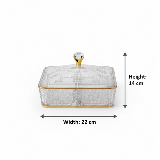 Elegant Acrylic Candy Box D/4 with Lid – Square Design G/Line (S) - Mawaeen