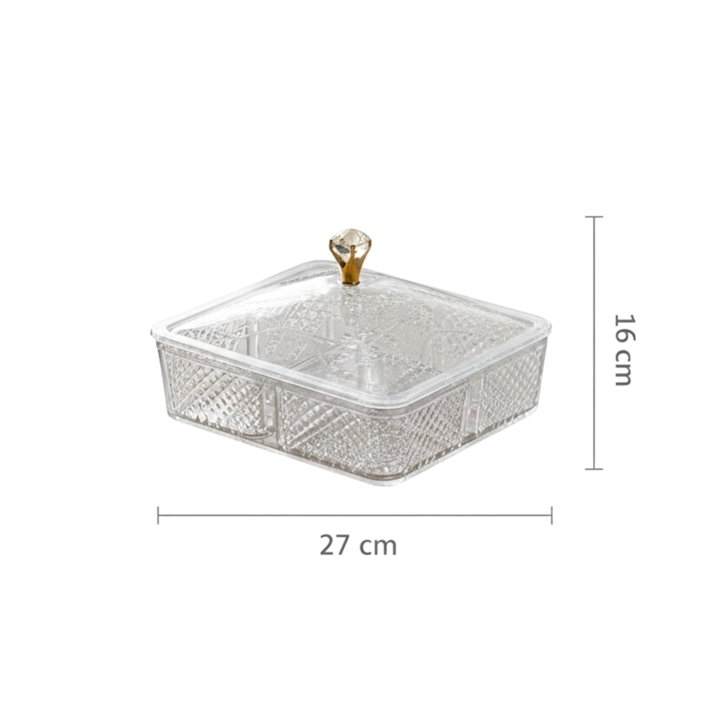 Elegant Acrylic Candy Box D/4 with Lid – Square Design (L) - Mawaeen