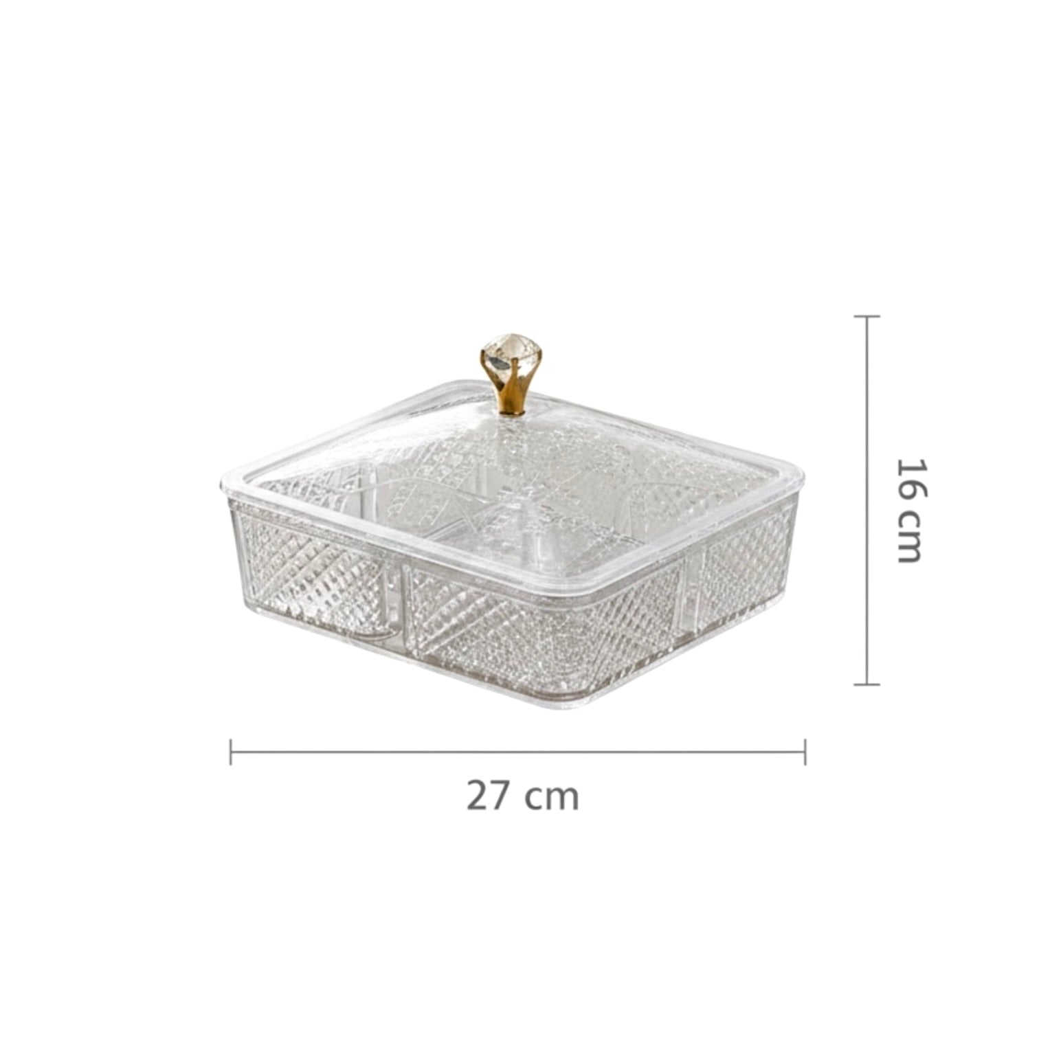 Elegant Acrylic Candy Box D/4 with Lid – Square Design (L) - Mawaeen