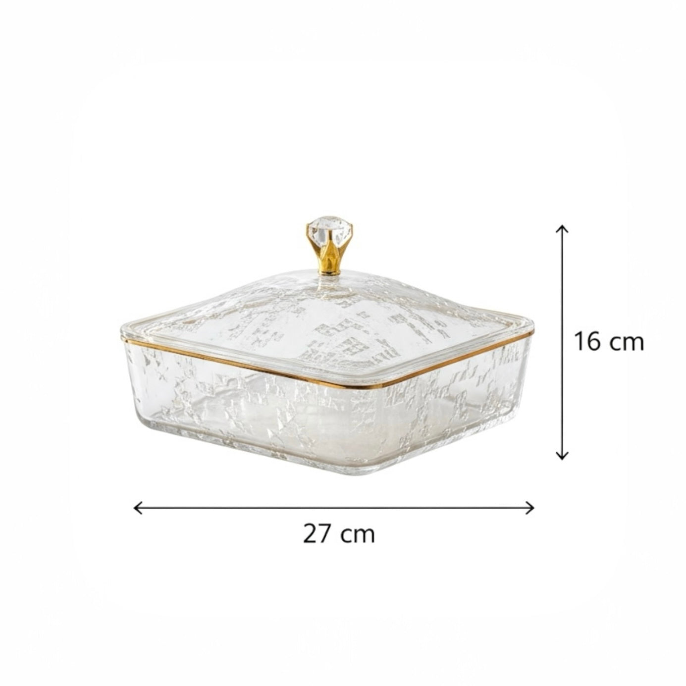 Elegant Acrylic Candy Box with Lid – Square Design G/Line (L) - Mawaeen