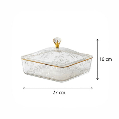 Elegant Acrylic Candy Box with Lid – Square Design G/Line (L) - Mawaeen