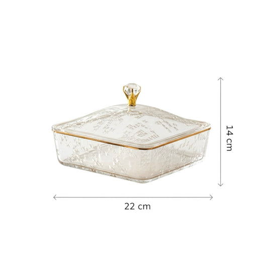 Elegant Acrylic Candy Box with Lid – Square Design G/Line (S) - Mawaeen
