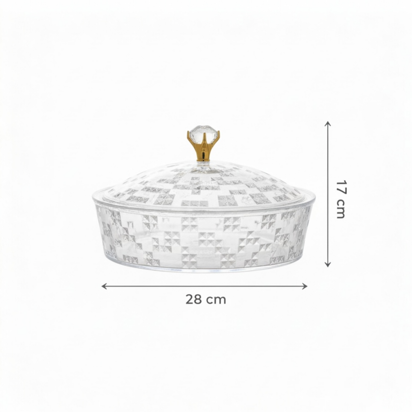 Luxury Round Acrylic Candy Box with Lid – Elegant Crystal Design (L) - Mawaeen