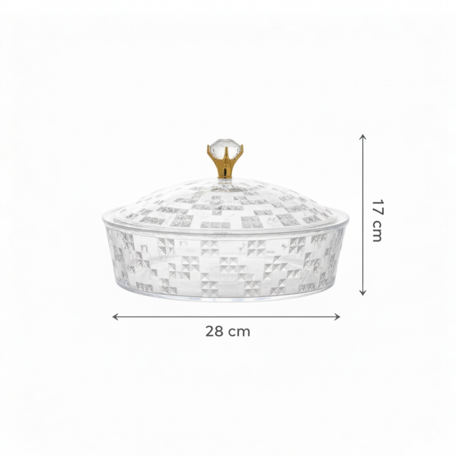 Luxury Round Acrylic Candy Box with Lid – Elegant Crystal Design (L) - Mawaeen