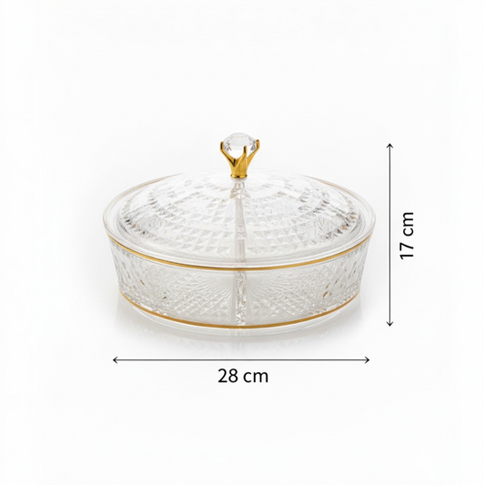 Luxury Round Acrylic Candy Box D/4 with Lid – Elegant Crystal Design G/Line (L)
