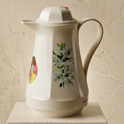 Rotpunkt German Vacuum Flask – 430 - WEI White Lily Floral Print Edition (1.0 Liter)