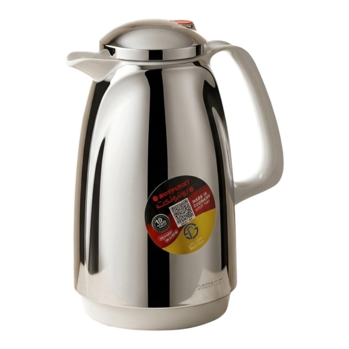 Rotpunkt German Vacuum Flask – 225 - Chrome & White Accents (0.5 Liter)