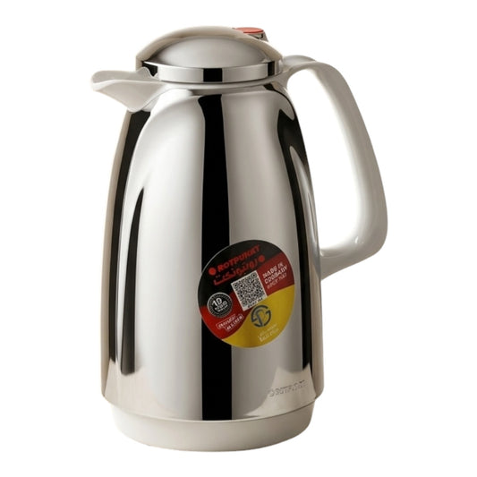 Rotpunkt German Vacuum Flask – 225 - Chrome & White Accents (0.5 Liter)