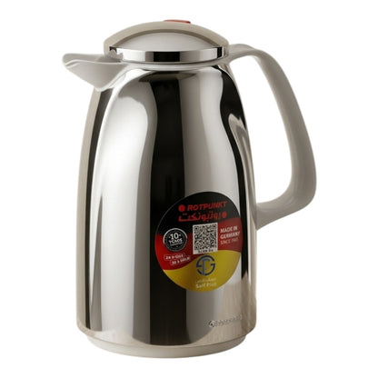 Rotpunkt German Vacuum Flask – 220 Silver & White Accents (0.5 Liter)